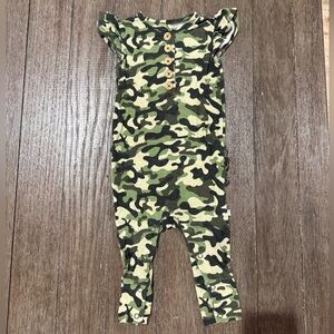 Posh Peanut Green Camouflage Baby Romper